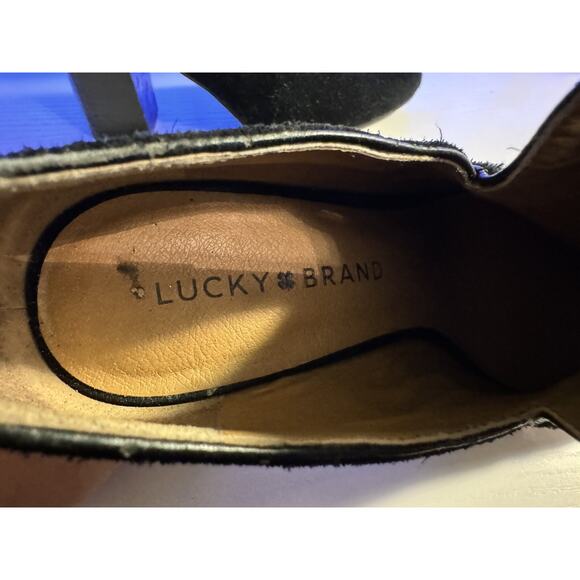 Lucky Brand 7.5 M Wyshing Suede Heeled Slip on Bootie Pumps Black Women's Shoes - Picture 4 of 16